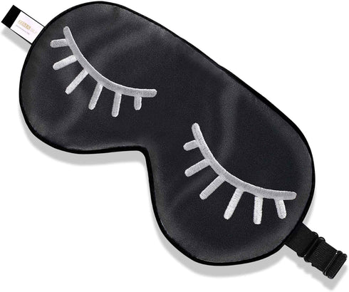 ZIMASILK 100% Natural Silk Sleep Mask, Adjustable Super-Smooth Soft Eye Mask for Sleep with Bag (Eyelashes)