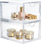 Stackable Acrylic Clear Cosmetic Organizer Drawers, Makeup Storage Container for Skin Care, Hair Accessories, Set of 2