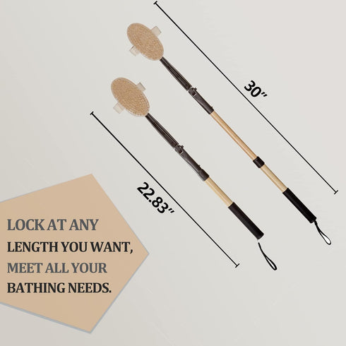 Long Handle Bath Body Brush & Lotion Applicator for Back Scrubber, Shower Brush with Soft Bristles for Wet or Dry