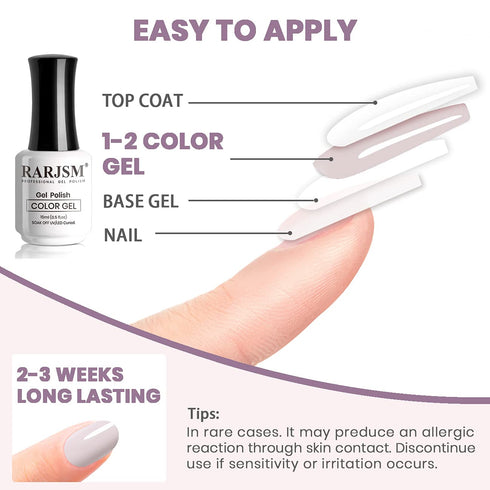 RARJSM Beige Gel Nail Polish, 15ML Neutral Soak Off UV LED Nail Polish Varnish for DIY Nail Art at Home