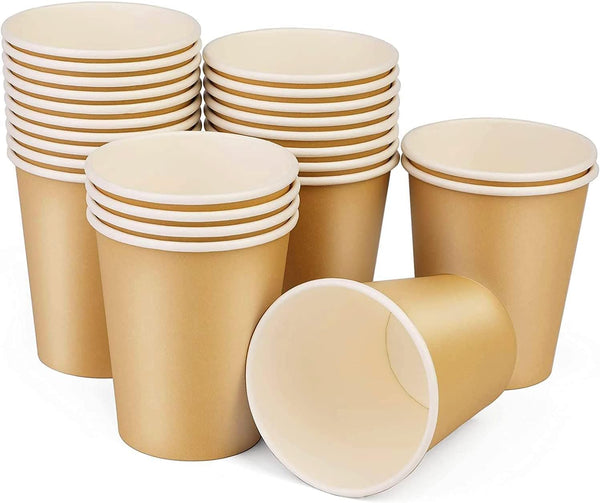 25 Pack 8 oz Disposable Paper Cups, Hot/Cold Beverage Drinking Cups for Offices, Home Kitchens, Coffee Shops