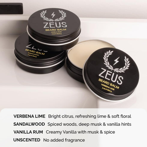 ZEUS Beard Balm Leave-In Conditioner with Natural Beeswax & Shea Butter, Verbena Lime (MADE IN USA)