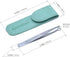 Nose Hair & Ear Hair Tweezers, Stainless Steel Grooming Scissors, Eyebrow Grooming Scissors with Cyan PU Case (1 pack)