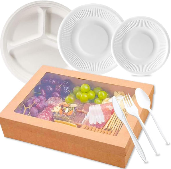 Ouliget Disposable Dinnerware Picnic Party Supplies Set 91 Pcs,Set of 10 3