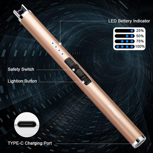 ARECTECH Rechargeable Electric Candle Lighter, Arc Plasma Windproof Lighter for Candle Kitchen Birthday Gift for Mom,