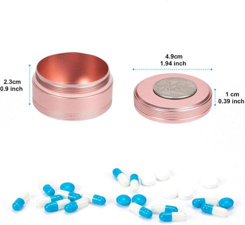 Metal Pill Container, Waterproof Pill Box for Daily Travel, Portable Medicine Organizer for Pocket Purse, Ideal for
