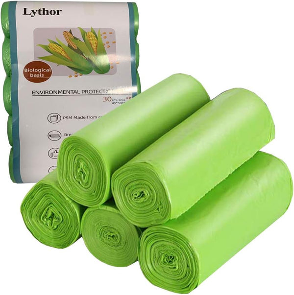 Lythor Compostable Trash Bags, 2.6 Gallon Small Disposable Compost Bags 150 Count Garbage
