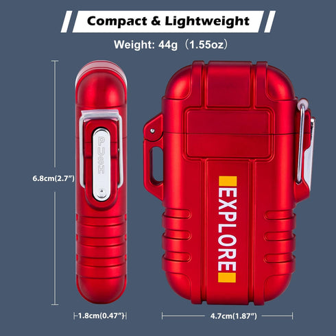 LcFun Arc Lighter - Waterproof Windproof Rechargeable USB Plasma Flameless Electric Lighter with Lanyard (Red)
