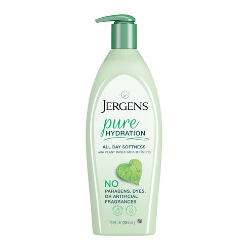 Jergens Pure Hydration Body Lotion, Plant-Based Moisturizer for Dry Skin, 13 oz Pump Bottle, Fragrance-Free
