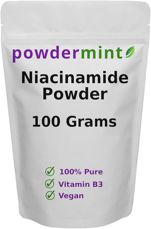 Niacinamide Powder (Vitamin B3) | 100% Pure Niacin Powder 500 mg | Flush-Free Supplement (100 Grams)