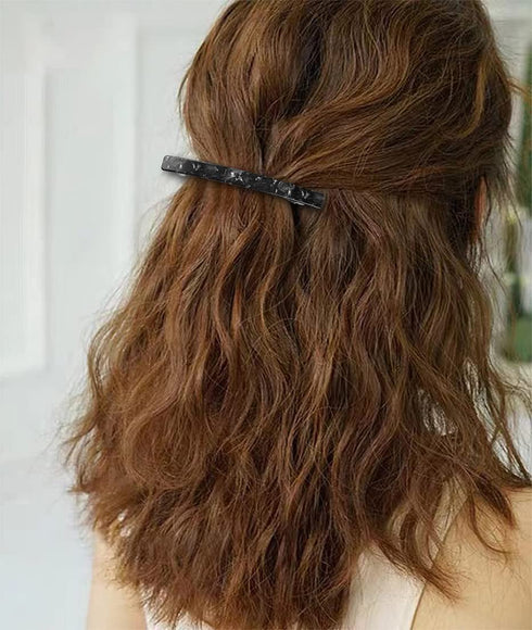 Long 4 Inch French Barrettes for Women, Large Hair Clips for Thin Thick Hair - 3Pcs (Black, Brown, Green)