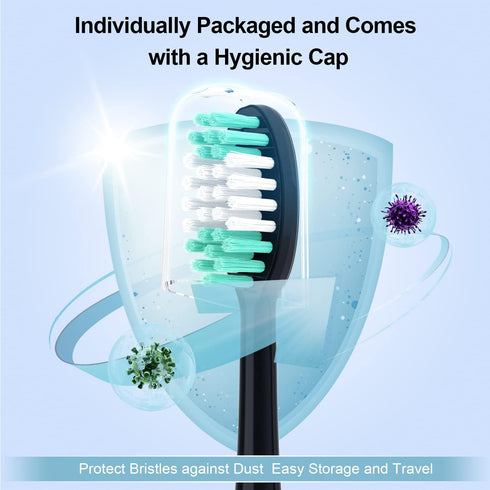 10 Pack Replacement Toothbrush Heads Compatible with AquaSonic Black Series for Electric Toothbrush