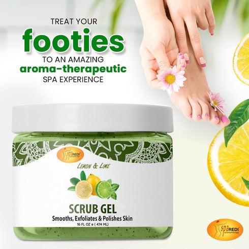 SPA REDI Exfoliating Scrub Pumice Gel - Lemon & Lime, 16 Oz for Manicure, Pedicure, and Body Exfoliation