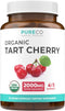 Organic Tart Cherry Capsules, 60 Capsules of 500mg, Vegan & Gluten Free, Natural Uric Acid Flush, High Strength 4:1