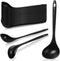 18 Pcs Large Disposable Plastic Serving Spoons, Heavy Duty Reusable for Soup, Party Catering, Buffet (Black, 9 x 2.8