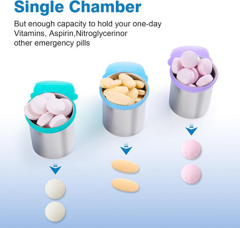 sneovvin 7 Weekly Stainless Steel Pill Organizer Day, Magnetic Refrigerator Mountable Pill Box Case