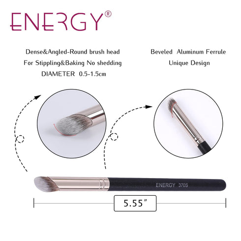 ENERGY Angled Flat Concealer Brush Under Eye Concealer Nose Contour Brush for Bronzer Liquid Foundation Cream Cosmetic Press Powder Concealer Palette Blending Buffing Stippling Brush Small 370S