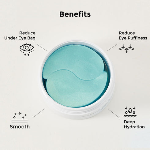 Under Eye Patches for Dark Circles and Puffiness - Caffeine Hyaluronic Acid Niacinamide Gel Mask - 30 Pairs Korean