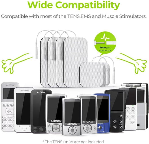 AUVON TENS Unit Replacement Pads Combination Set, 36 Packs Electrodes for TENS Unit, Reusable Pigtail Pads