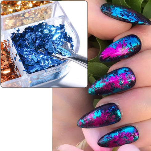 Holographic Nail Art Glitters, 6 Grids Nail Foil Flakes, Sparkly Aluminum Foil Flake Sequins for Nail Design