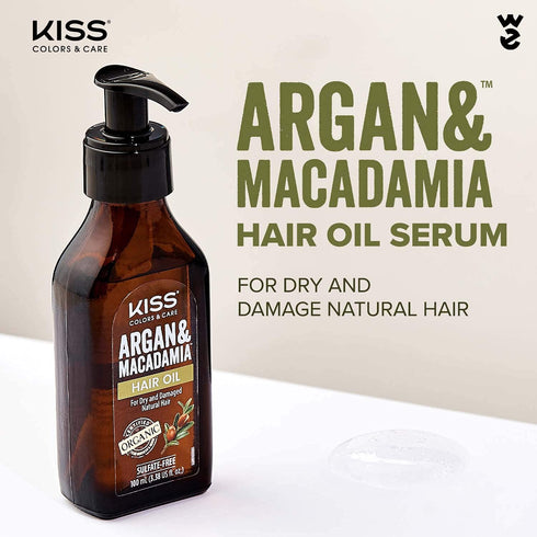 KISS Argan & Macadamia Reparative Hair Oil Serum, 100mL (3.38 US fl.oz.)