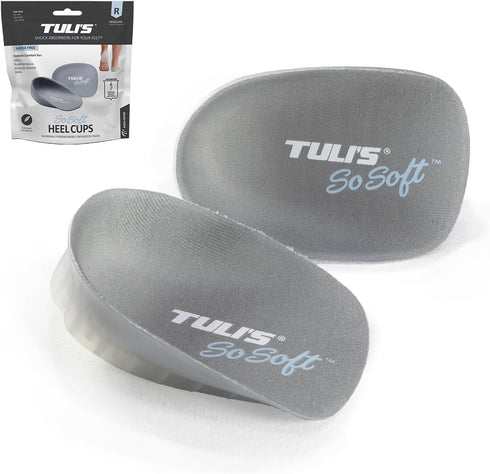 Tuli's So Soft Heavy Duty Gel Heel Cups - Cushioned Relief for Plantar Fasciitis, 1 Pair, Large