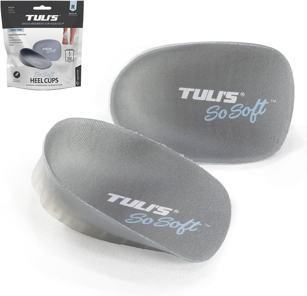 Tuli's So Soft Heavy Duty Gel Heel Cups - Cushioned Relief for Plantar Fasciitis, 1 Pair, Large
