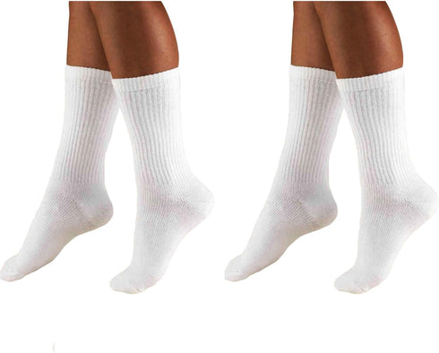Truform Compression Socks, Men's Crew Length, 15-20 mmHg, White, Small, Pack of 2