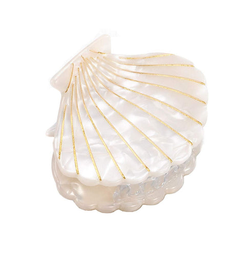 Shell Jaw Clip Hair Claw Clip - Marble Pattern Resin Hair Clips for Women, Hairdressing Accessories (White)