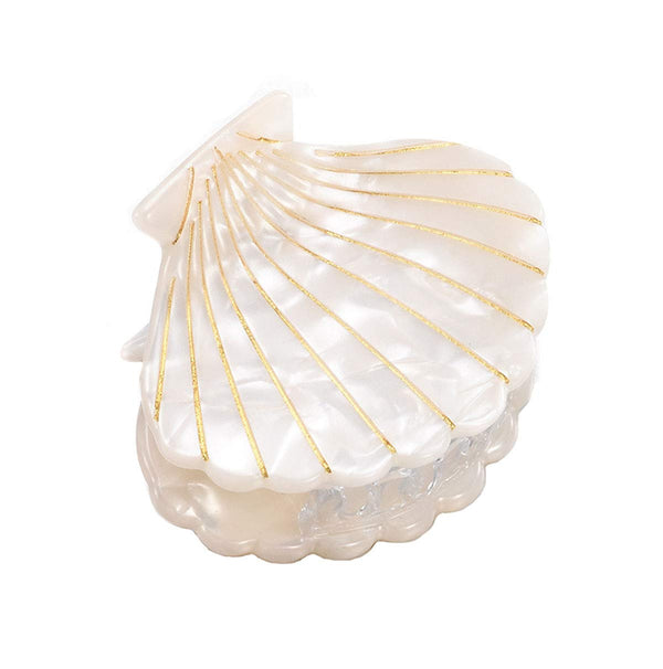 Shell Jaw Clip Hair Claw Clip - Marble Pattern Resin Hair Clips for Women, Hairdressing Accessories (White)