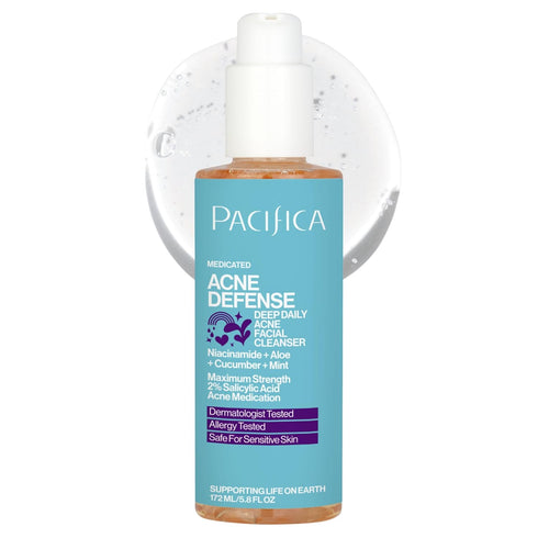 Pacifica Acne Defense Face Wash - Deep Pore Purifying Cleanser with 2% Salicylic Acid, Niacinamide & Cucumber for