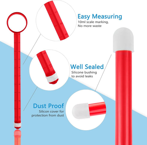 HOTTOK (2-Pack 6.5" 10ml Lube Applicator Injectors & Travel Pouch) - long Precision Reusable Personal Lubricant