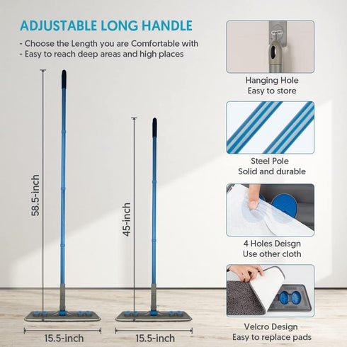 Microfibre Floor Mop for Cleaning Floors | FORSPEEDER Flat Mop for Laminate, Wooden, and Tile Cleaning