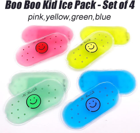 Small Gel Ice Packs for Injuries, Reusable Cold Compress for Pain Relief, 4 Count (Pack of 1) SMILE