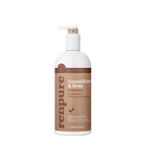 Renpure Cocoa Butter and Shea Body Lotion - Ultra-Hydrating Formula, 24 oz