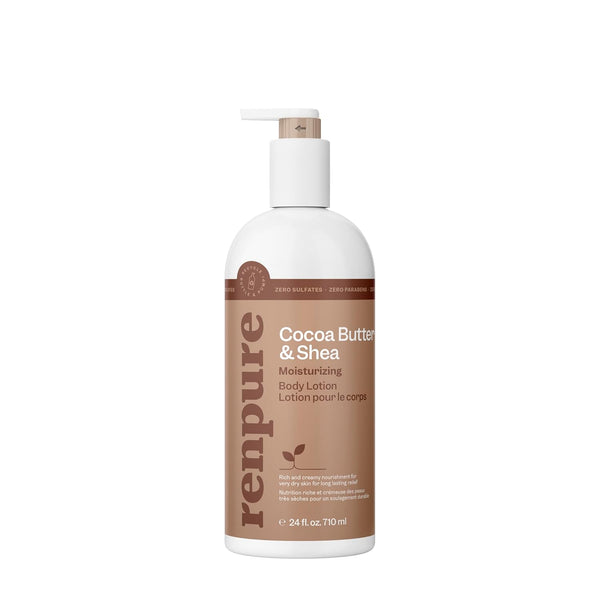 Renpure Cocoa Butter and Shea Body Lotion - Ultra-Hydrating Formula, 24 oz