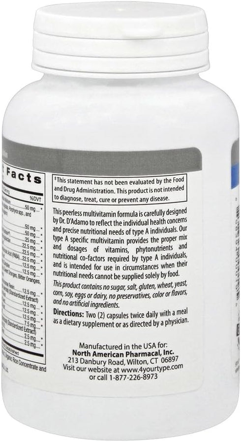 D'Adamo Personalized Nutrition Polyvite A, 120 Count
