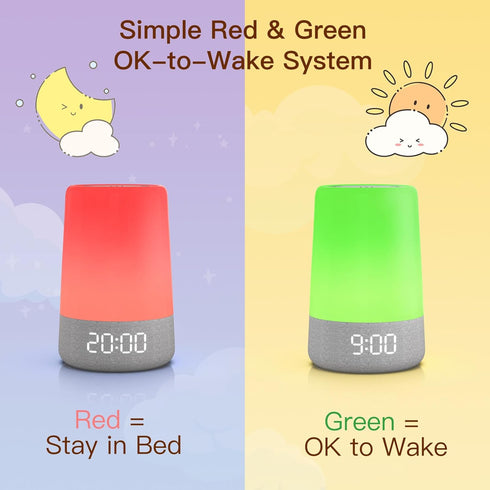REACHER Sleep Trainer Alarm Clock for Kids, Night Light, White Noise Machine and OK to Wake Clock for Toddlers at Home