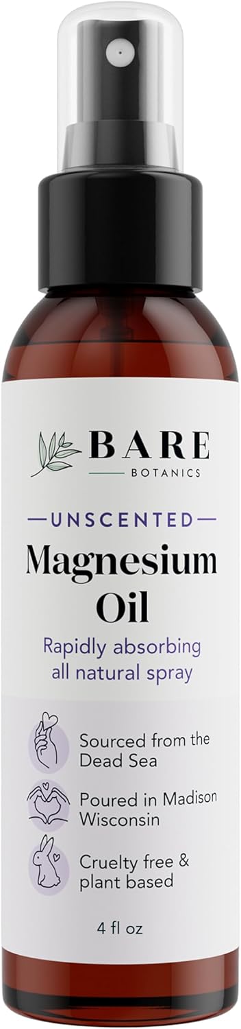 Bare Botanics 4oz Topical Magnesium Spray, Pure Magnesium Oil for Soothing Sore Muscles