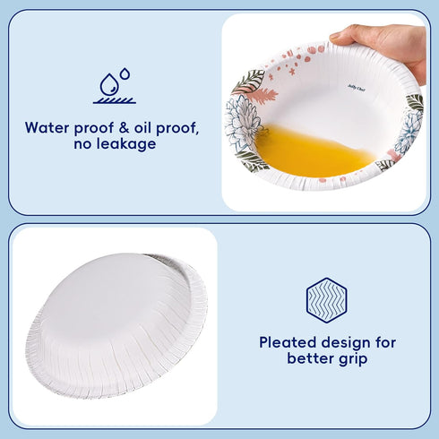 JOLLY CHEF 160 Count Paper Bowls 20 oz Soak Proof and Cut Proof Microwave Safe Heavy Duty Flower Printed Disposable Bowls Large for Dinner or Lunch by JOLLY CHEF