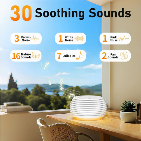 SleeZOO 30 32 5 12 Portable Sound Machine White Noise Machine Sleep Machine with Soothing Sounds Volume Levels Timers