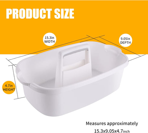 Cleaning Supply Caddy, Shower Caddy Tote, Divided Basket Bin with Handle for Dorm, Bathroom, Garden, Kitchen, Cleaning Supplies,Under Sink Tool Storage Caddy,White 2 Pack