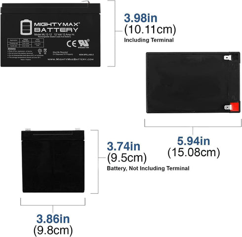 Mighty Max Battery 12V 12AH SC40E/SC44E SLA Battery Replaces Go-Go Elite Traveller
