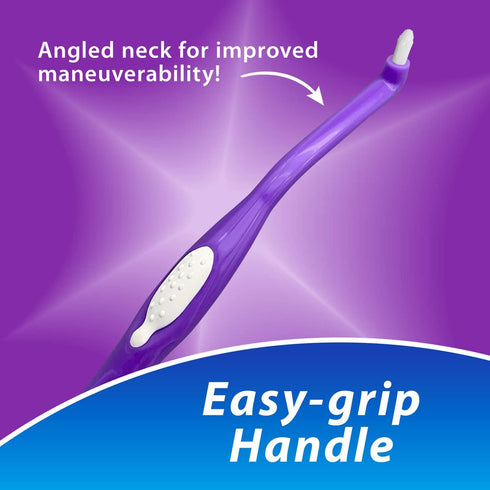 BrightWorks Manual End Tuft Brush, Pack of 3, Cleans Difficult Areas Around Crowns, Bridges, and Implants