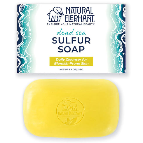 Natural Elephant Dead Sea Sulfur Soap, 4.4 oz, with Dead Sea Salt, Aloe Vera, Sulphur Face and Body Bar