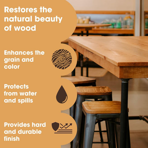 Furniture Clinic Danish Oil 8.5oz/250ml - Wood Care for Interior & Exterior, Non-Toxic Natural Satin Finish