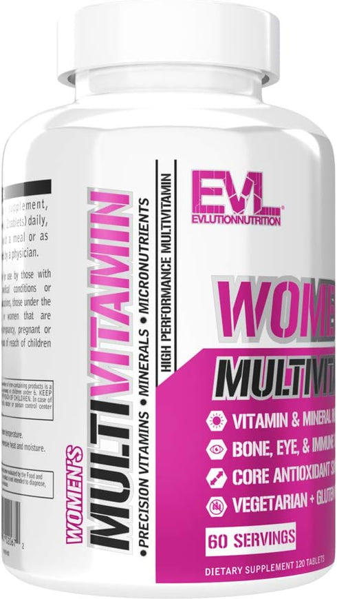 Evlution Nutrition Women's Multivitamin, 120 Tablets - Full Spectrum Vitamins & Minerals for Immune Health