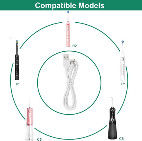 qinlei D2/S2 C2 1 Pack Charger Cord Replacement for Bitvae Electric Toothbrush, Water Flosser