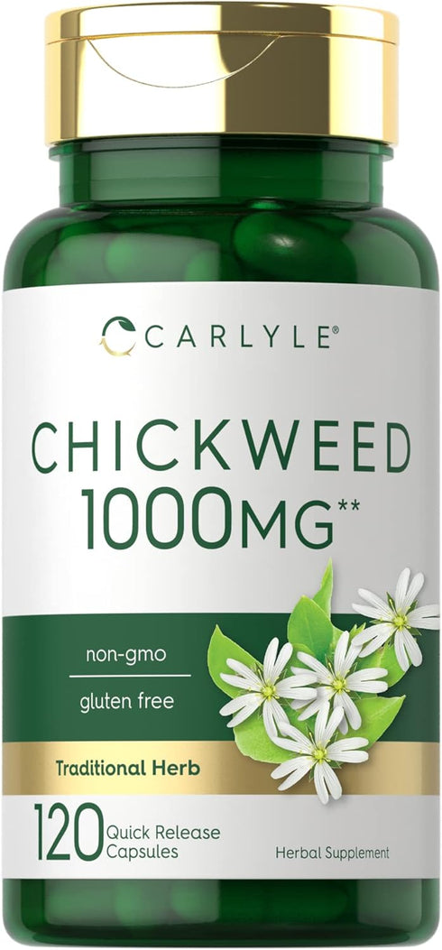 Carlyle Chickweed Capsules 1,000mg | 120 Count | Non-GMO, Gluten Free Herbal Supplement