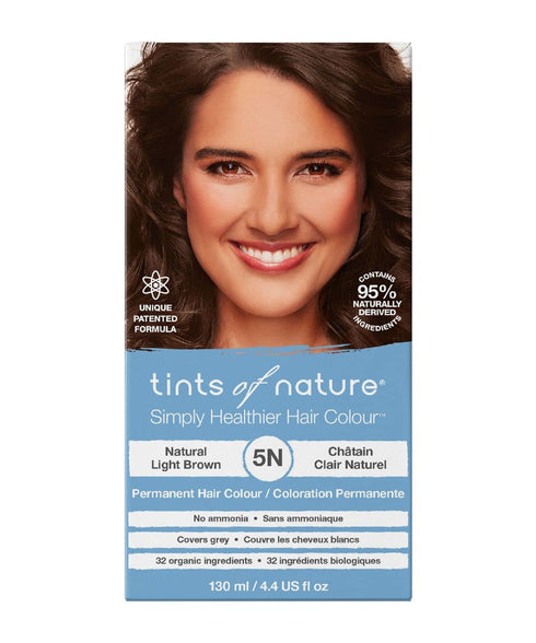 Tints of Nature 5N Natural Light Brown Permanent Hair Dye, 4.4 fl oz, Ammonia-Free, Nourishes Hair & Covers Greys
